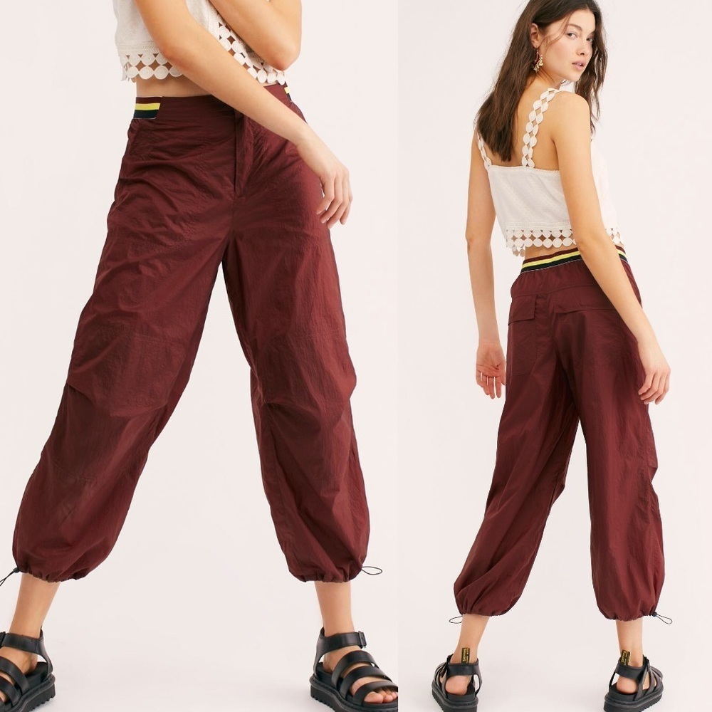 Free People Red Ripple Sport Pants XS parachute